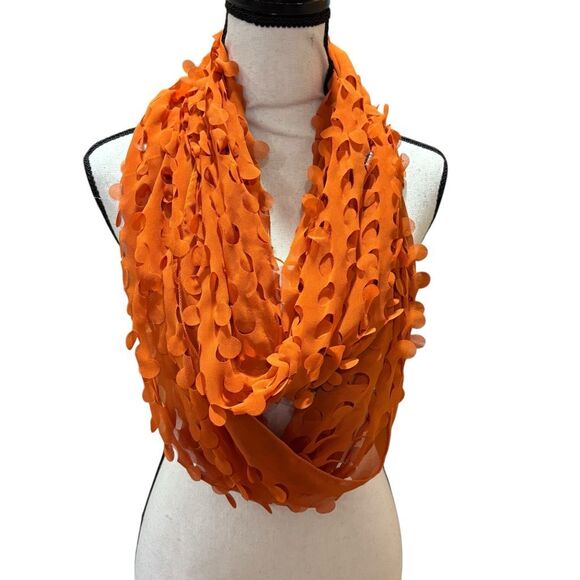 G by Guess Infinity Orange Scarf with Cutout Circles Punk Rock/ Grunge - Picture 1 of 5